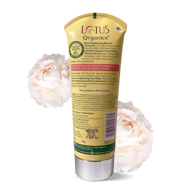 Lotus Organics+ Ultra Matte Tinted Face Sunscreen Cream 100g with SPF 40 PA+++ | 100% Certified Organic | Matte Finish | Mineral-Based & Chemical-Free | Water & Sweat Resistant