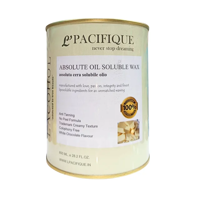 L'Pacifique Absolute Oil Soluble Wax (White Chocolate) 800ml| Smooth & Nourished Skin | Professional Hair Removal Wax | Smooth Skin Waxing Solution | Anti Tanning | No Skin Irritation | For All Skin Types |