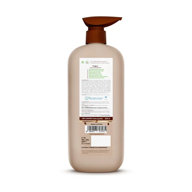 Mamaearth Cocoa Rich Moisturizing Body Lotion | with Cocoa Butter & VitaminE | for Deep 48H Moisturization | For Very Dry Skin | 7in1 Total Care | Made with 100% Natural Butter | Non-Greasy Formula | Natural ingredients body lotion | 400ml