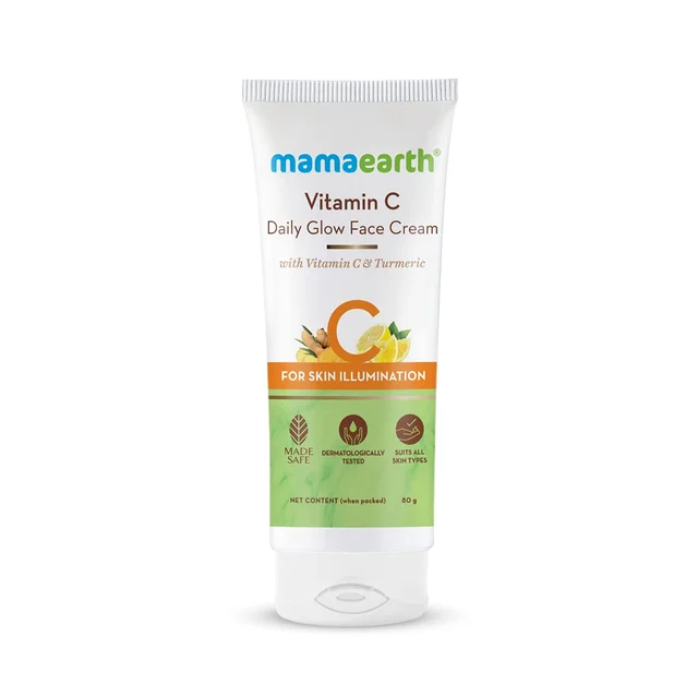 Mamaearth Daily Glow Face Cream 80g | with Vitamin C & Turmeric | For Skin Illumination | Moisturizes Skin | Dermatologically Tested | Lightweight Texture | Reduces Dark Spots | Brighten Skin | for All Skin Types