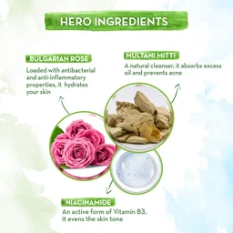 Derma Co Mamaearth Multani Mitti Face Wash 100ml | with Multani Mitti & Bulgarian Rose For Oil Control & Acne | Deeply Cleanses | Brightens & Hydrates Skin | Paraben-Free | Removes Dirt & Impurities | For All Skin Types