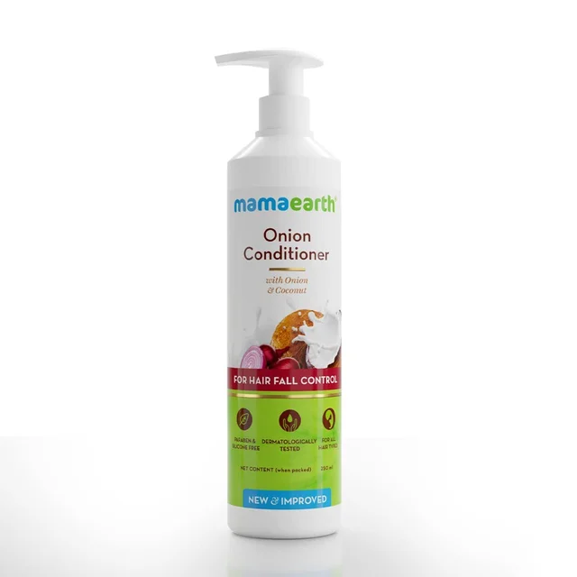 Mamaearth Onion Conditioner 250ml | with Coconut Oil | Paraben & SLS Free | Leaving Hair Soft & Manageable | Anti-Frizz Hair | Chemical-Free | Hydrating Conditioner | Reduces Hair Fall | for All Hair Types