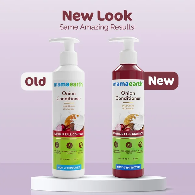 Mamaearth Onion Conditioner 250ml | with Coconut Oil | Paraben & SLS Free | Leaving Hair Soft & Manageable | Anti-Frizz Hair | Chemical-Free | Hydrating Conditioner | Reduces Hair Fall | for All Hair Types