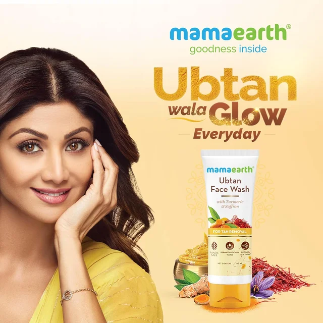 Mamaearth Ubtan Natural Face Wash 100ml | with Turmeric & Saffron | for Tan Removal & Skin Brightening | Sun Damage Repairs | Sulfate-Free | Glow-Boosting | Non-Drying | For All Skin Types