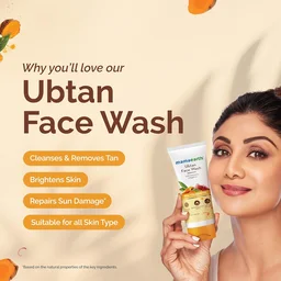 Mamaearth Ubtan Natural Face Wash 100ml | with Turmeric & Saffron | for Tan Removal & Skin Brightening | Sun Damage Repairs | Sulfate-Free | Glow-Boosting | Non-Drying | For All Skin Types