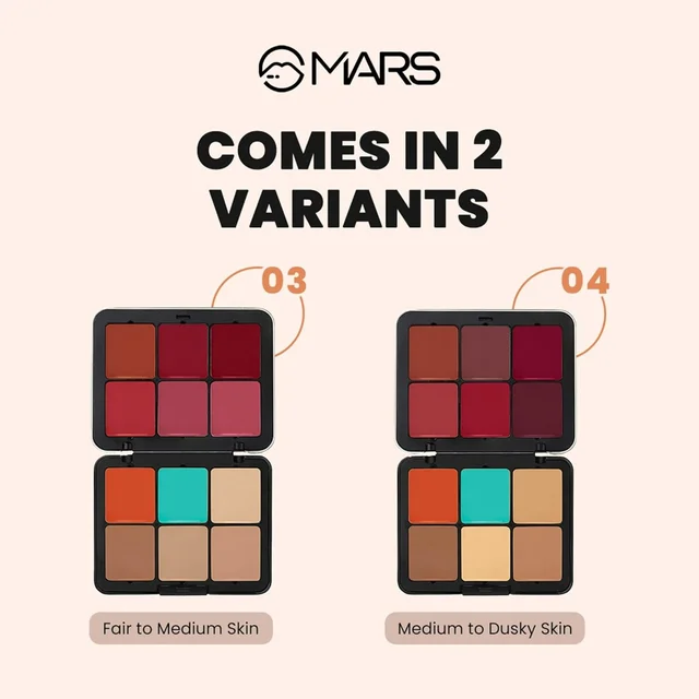 Mars Cover Rangers Creamy Matte Concealer 24g Multicolor Shade 03| Corrector & Concealer Palette | Lightweight, Easy Blend, Full Coverage Face Makeup Concealer