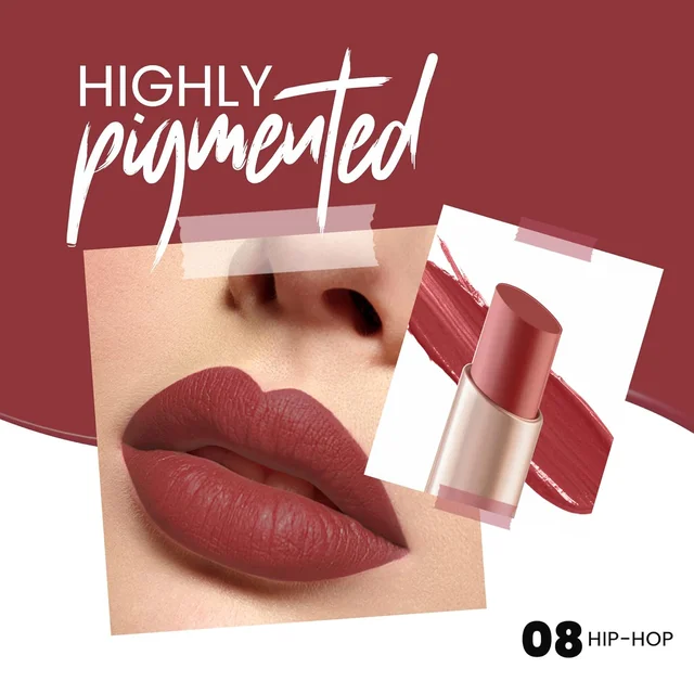 Mars MARS Creamy Matte Long-Lasting Lipstick 08-Hip-Hop)| Smooth & Lightweight | Single Swipe Application
