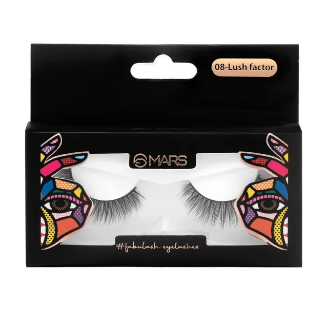 Mars Fabulash False Eyelashes 08 Lush Factor| Lightweight | Synthetic Lashes | Easy Fit |All Eye Shapes