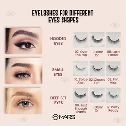 Mars Fabulash False Eyelashes 12 Party Ready| Lightweight | Synthetic Lashes | Easy Fit |All Eye Shapes