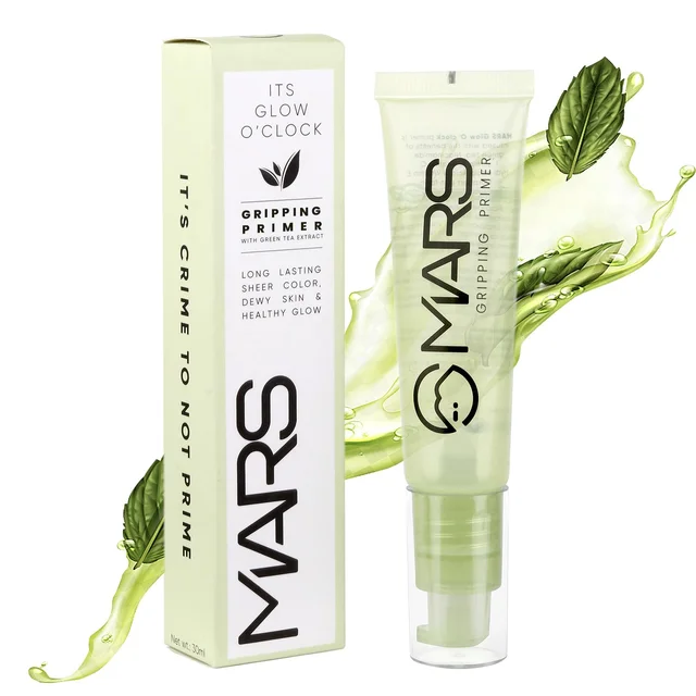 Mars Glow O' Clock Gel 30ml| Hydrating & Dewy Finish | Gripping Primer with Green Tea Extracts | Long-Lasting Power Grip | Smooth Makeup Base | Ideal for Dry Skin