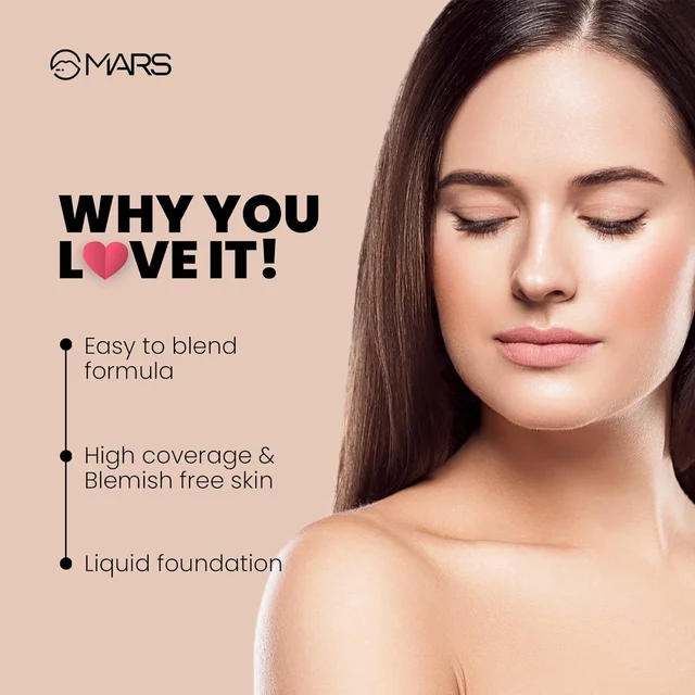Mars HD 2-in-1 Super Stay Liquid Matte Foundation 101- F07 Ivory (60ml) | All Skin Types | Lightweight & Waterproof