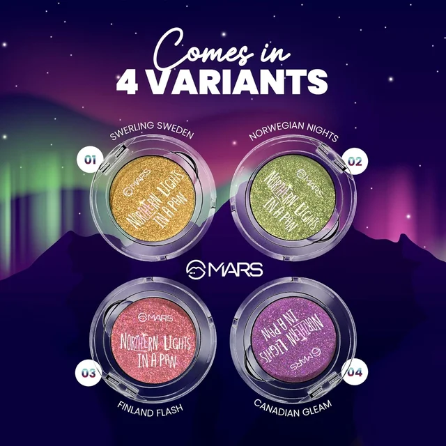 Mars Northern Lights Eyeshadow 02 Norwegian Nights (0.5g) | Dual-Tone Shimmer, High Pigmentation, Easy to Blend