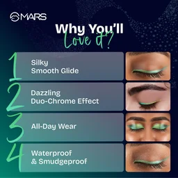 Mars MARS Northern Lights In A Pencil Retractable Eyeliner (03-TUNDRA TEAL) 0.35gm | Waterproof & Smudge-Resistant | Long-Lasting & Duo-Chrome Eye Pencil for Bold Looks
