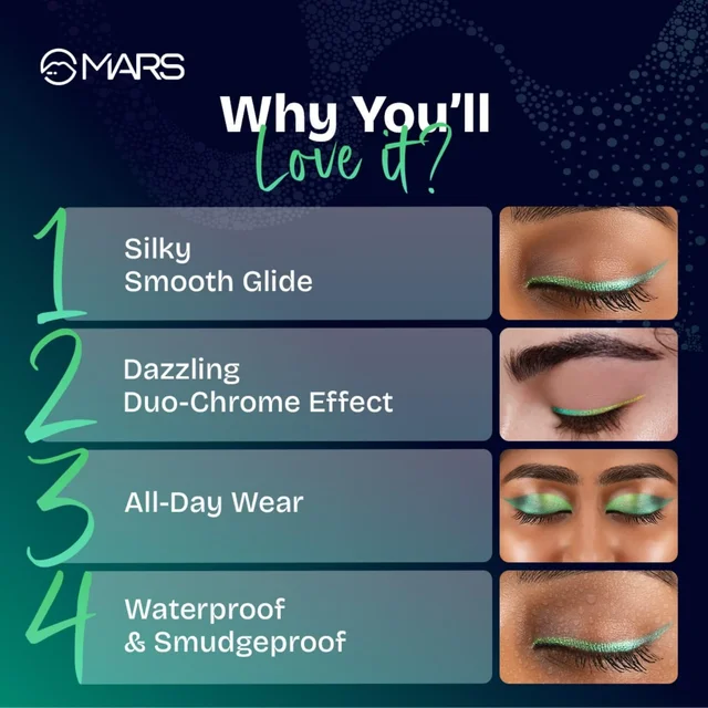 Mars MARS Northern Lights In A Pencil Retractable Eyeliner (03-TUNDRA TEAL) 0.35gm | Waterproof & Smudge-Resistant | Long-Lasting & Duo-Chrome Eye Pencil for Bold Looks