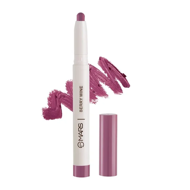 Mars Poppins Long-Lasting Lip Crayon 09-BERRY-WINE (1.3g) | Matte Finish | Smudge-Proof & Kiss-Proof Lipstick for Women