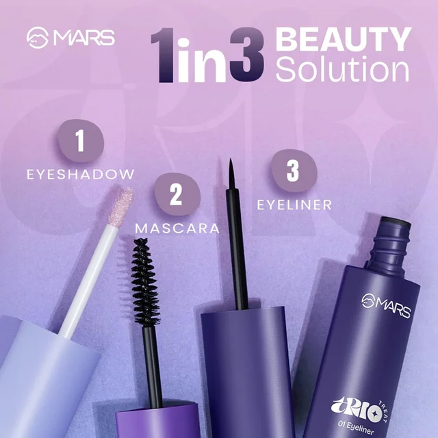Mars Trio Treat 3-IN-1 Eye Makeup Kit 24.50g | Includes Eyeliner, Mascara & Eyeshadow | Travel-Friendly Design | Long-Lasting & Versatile