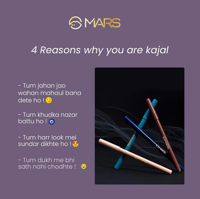 Mars MARS Won't Smudge Won't Budge Matte Kajal Pencil 1.4g Shade 02 HIGH TIDE | Smooth Glide, Waterproof, Long-Stay Kajal | Bold Blue-Black Pigment | Smudge-Proof Eye Pencil