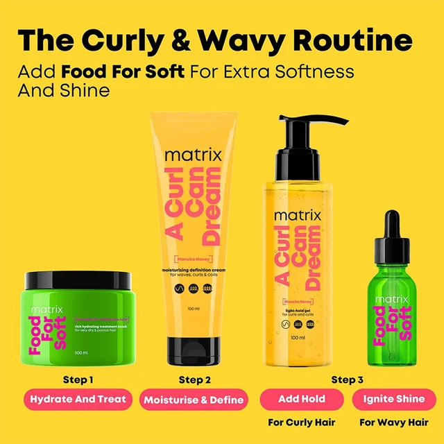 Matrix A Curl Can Dream Light-Hold Gel 100ml for Wavy & Curly Hair 100ml | Nourishes & Defines Curls | Manuka Honey Extract | Waves & Curls Styling | No Flaking or Crunch