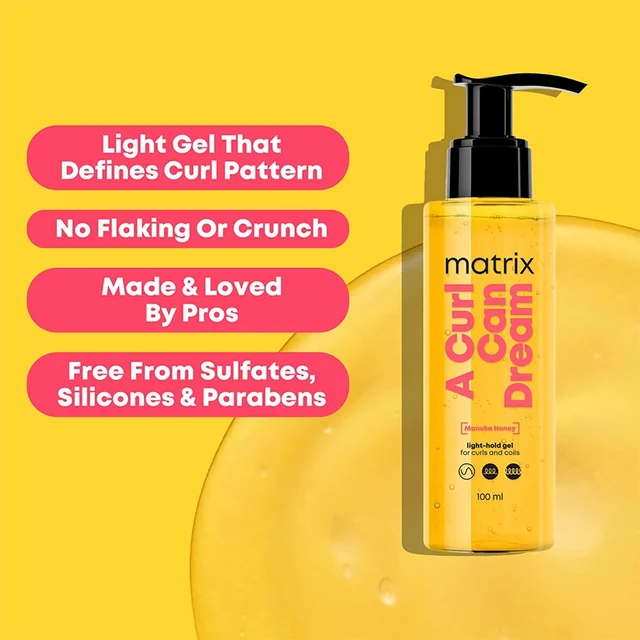 Matrix A Curl Can Dream Light-Hold Gel 100ml for Wavy & Curly Hair 100ml | Nourishes & Defines Curls | Manuka Honey Extract | Waves & Curls Styling | No Flaking or Crunch