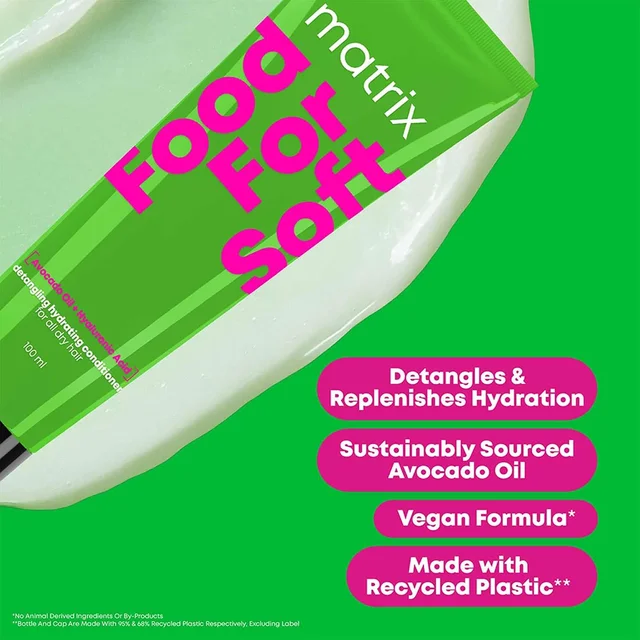 Matrix Food For Soft Detangling Hydrating Conditioner 100ml for Dry & Dehydrated Hair | 5X More Hydration | 3 Days of Softness | Hyaluronic Acid & Avocado Oil