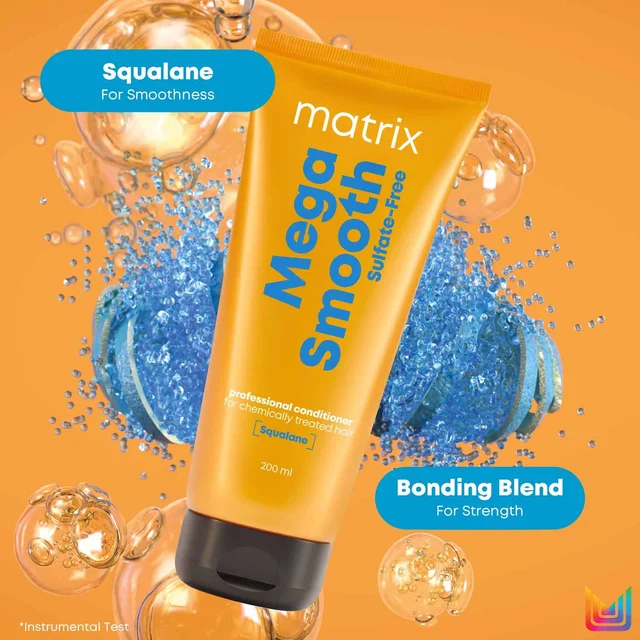 Matrix Mega Smooth Sulfate-Free Conditioner 198g | With Squalene & Bonding Blend | Gentle Care & Bond Repair | Smoothens & Protects Chemically Treated Hair