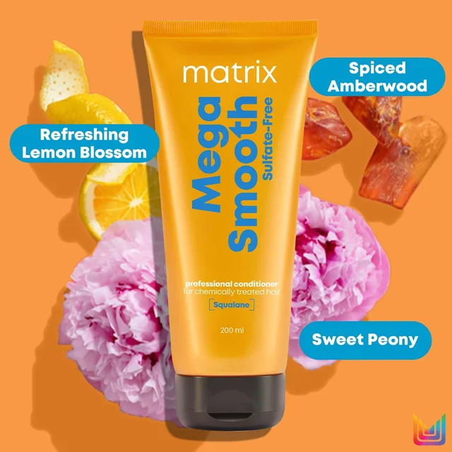 Matrix Mega Smooth Sulfate-Free Conditioner 198g | With Squalene & Bonding Blend | Gentle Care & Bond Repair | Smoothens & Protects Chemically Treated Hair