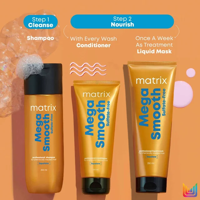 Matrix Mega Smooth Sulfate-Free Conditioner 198g | With Squalene & Bonding Blend | Gentle Care & Bond Repair | Smoothens & Protects Chemically Treated Hair