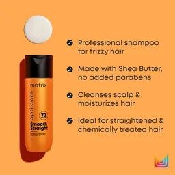 Matrix Opti Care Smooth Straight Shampoo & Conditioner Combo 200ml+98g | Shea Butter | Ultra Smooth & Straight Hair | Frizz Control & Shine | Pack of 2