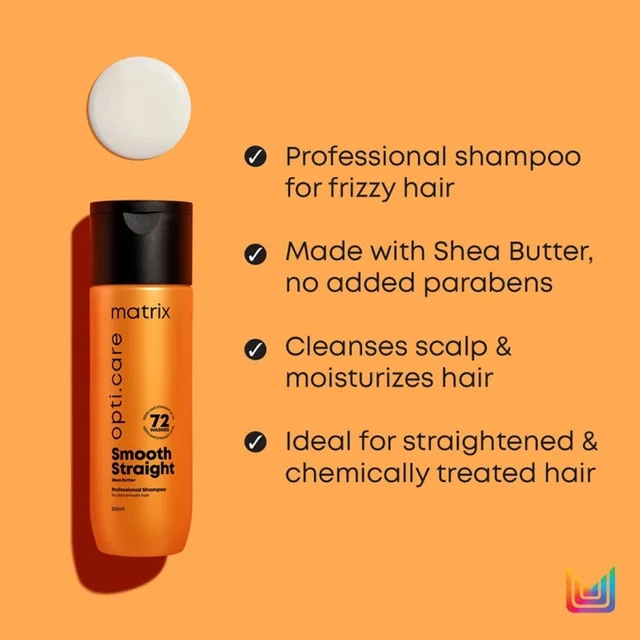 Matrix Opti Care Smooth Straight Shampoo & Conditioner Combo 200ml+98g | Shea Butter | Ultra Smooth & Straight Hair | Frizz Control & Shine | Pack of 2
