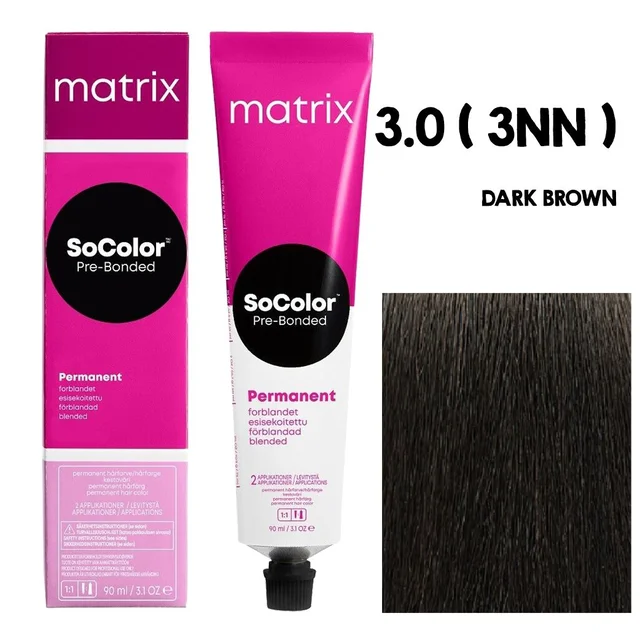 Matrix SoColor Hair Color 3N Dark Brown 90ML | Permanent Blended Hair Color | Long-Lasting & Pre-Bonded Formula | Vibrant, Even Coverage & Gray Coverage | Professional Hair Dye