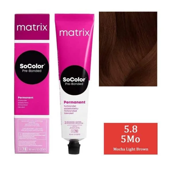 Matrix SoColor Hair Color 5Mo Mocha Light Brown 90ML | Permanent Blended Hair Color | Pre-Bonded Formula | Long-Lasting, Natural Color | Gray Coverage & Hair Protection