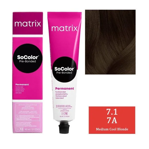Matrix SoColor Hair Color 7A Medium Cool Blonde 90ML | Long-Lasting & Vibrant Color | Bond Protection & Conditioning for Healthy Hair