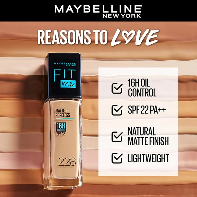 Maybelline New York Fit Me Matte + Poreless Liquid Foundation 30ml with SPF 22, PA++ | Shade 330 Toffee | Oil-Control, Lightweight, Long-Wear | Smooth Matte Finish, Perfect Base