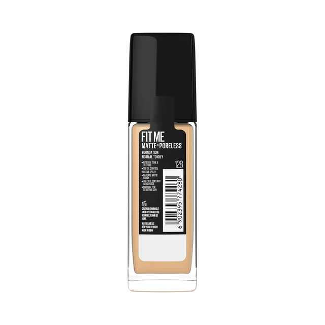 Maybelline New York Maybelline Fit Me Matte + Poreless Liquid Foundation 30ml 128 Warm Nude with SPF 22 PA++ | Lightweight Daily Wear, Pore-Minimizing, Natural Matte Finish | Perfect for Indian Skin