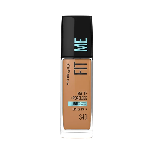 Maybelline New York Maybelline Fit Me Matte + Poreless Liquid Foundation 30ml Shade 340 Cappucino with SPF 22 PA++ | 16H Oil Control | Lightweight Daily Wear Foundation | Pore-Minimizing Matte Finish for Indian Skin