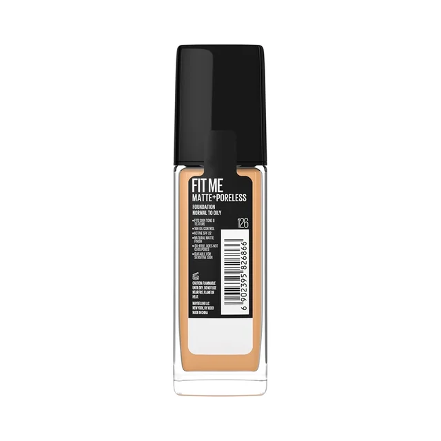 Maybelline New York Maybelline Fit Me Matte + Poreless Liquid Foundation 30ml 126 Light pecan SPF 22 PA++ | Lightweight Daily Wear, Pore-Minimizing, Natural Matte Finish | Perfect for Indian Skin
