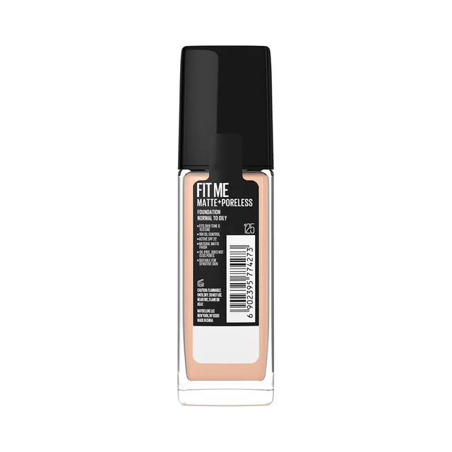 Maybelline New York Maybelline Fit Me Matte + Poreless Liquid Foundation 30ml 125 Nude Beige SPF 22 PA++ | Lightweight Daily Wear, Pore-Minimizing, Natural Matte Finish | Perfect for Indian Skin