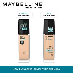 Maybelline New York Fit Me Matte + Poreless Foundation 30ml with 118 Light Beige | Lightweight, Natural Matte Finish | Minimizes Pores, Controls Shine & Blends Seamlessly for Daily Indian Skin Makeup