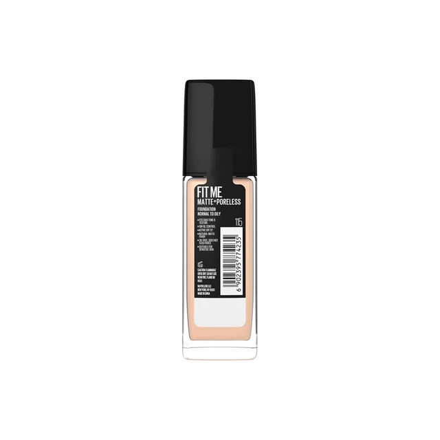 Maybelline New York Fit Me Matte + Poreless Liquid Foundation 30ml with SPF 22 | Shade 115 Ivory | Oil-Control, Lightweight, Long-Wear | Smooth Matte Finish, Perfect Base