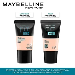 Maybelline New York Fit Me Matte + Poreless Liquid Foundation 18ml with SPF 22 | Shade 115 Ivory | Oil-Control, Lightweight, Long-Wear | Smooth Matte Finish, Perfect Base