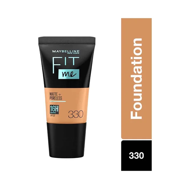 Maybelline New York Fit Me Matte + Poreless Liquid Foundation 18ml with SPF 22, PA++ | Shade 330 Toffee | Oil-Control, Lightweight, Long-Wear | Smooth Matte Finish, Perfect Base