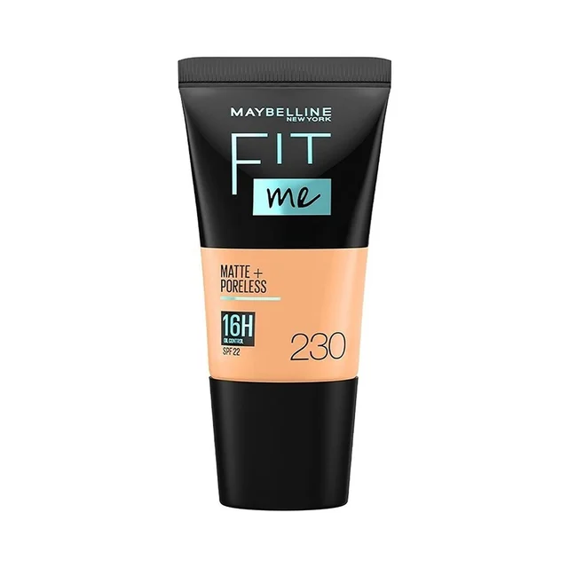 Maybelline New York Fit Me Matte + Poreless Liquid Foundation 18ml with SPF 22 Lightweight | Shade 230 Natural Buff & Long-Lasting | Oil-Control, Natural Matte Finish