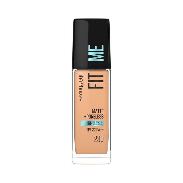 Maybelline New York Fit Me Matte + Poreless Liquid Foundation 30ml with SPF 22 Lightweight | Shade 230 Natural Buff & Long-Lasting | Oil-Control, Natural Matte Finish