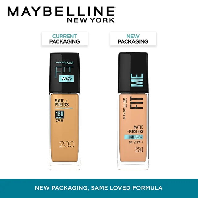Maybelline New York Fit Me Matte + Poreless Liquid Foundation 30ml with SPF 22 Lightweight | Shade 230 Natural Buff & Long-Lasting | Oil-Control, Natural Matte Finish