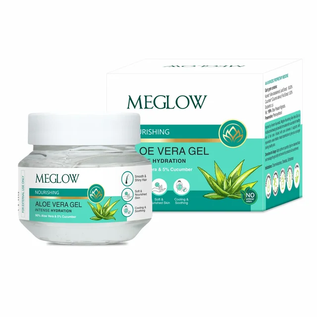 Meglow Aloe Vera Gel 100g for Face, Skin & Hair | Soothing, Hydrating & Refreshing Gel | Glowing Skin and Smooth Hair