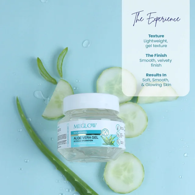Meglow Aloe Vera Gel 100g for Face, Skin & Hair | Soothing, Hydrating & Refreshing Gel | Glowing Skin and Smooth Hair