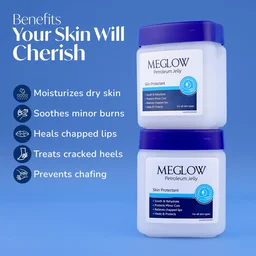 Meglow Moisturizing Petroleum Jelly 100g | Deep Hydration & Skin Protection | Vitamin E Locks Moisture, Heals Dry Skin & Prevents Cracks