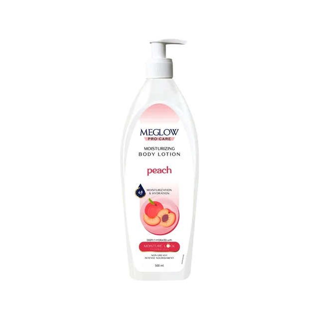 Meglow Pro-Care Moisturizer Body Lotion 500ml for Women & Men | Enriched with Peach Extract | Deep Hydration with 48 Hrs Moisture Lock for Dry Skin