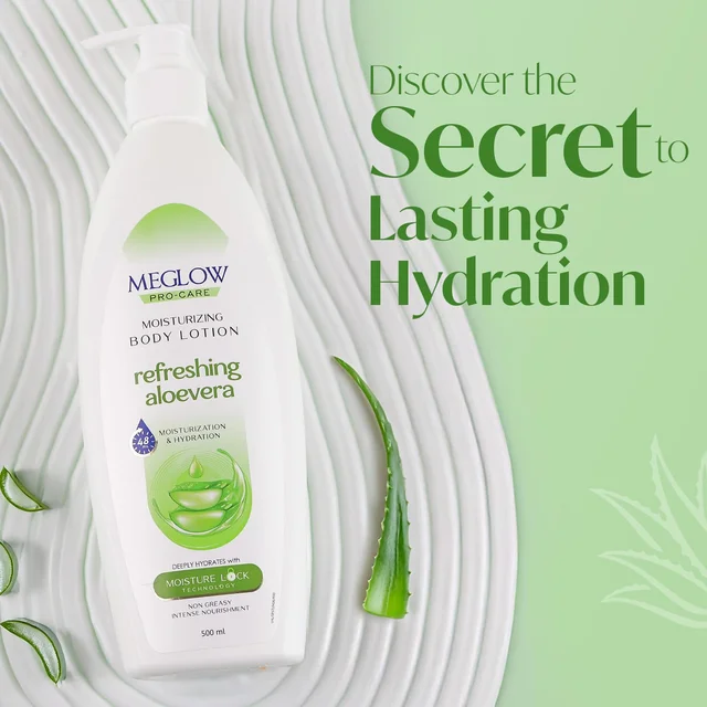 Meglow Pro-Care Moisturizing Body Lotion 500ml | Refreshing Aloe Vera Hydrating Moisturizer for Women & Men | Daily Moisture Care for All Skin Types
