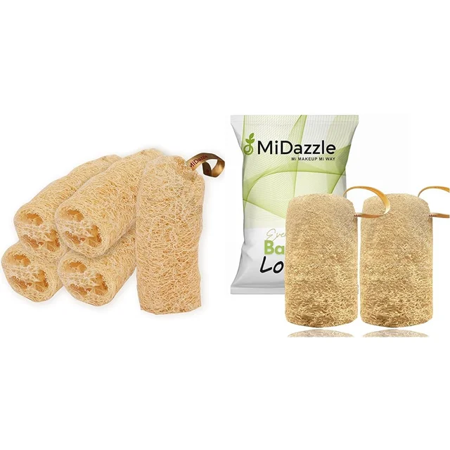 Midazzle 100% Natural Body Scrubber Loofah for Bathing | Gentle Exfoliation & Skin Cleansing | Natural, Eco-Friendly Bath Accessory